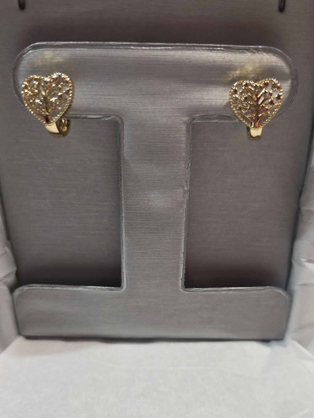 Pretty Bird Gold Heart Tree Stud Earrings
